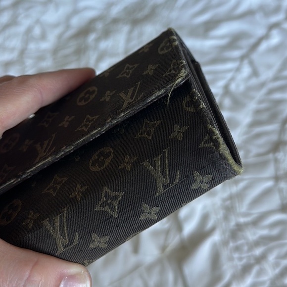 LV vintage brown denim Sarah wallet - Picture 8 of 9